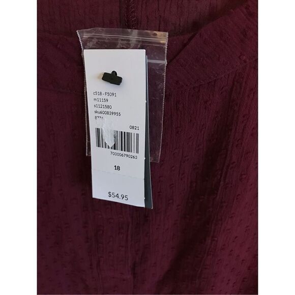 Lane bryant maroon long sleeve blouse top SZ 18 New with tags career - Picture 5 of 5